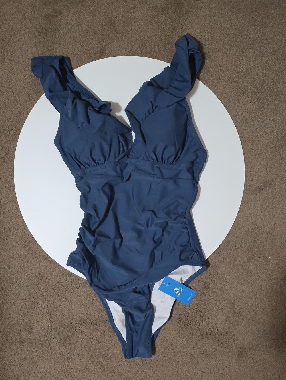 Cupshe  Blue Ruffle Strap One-Piece Swimsuit